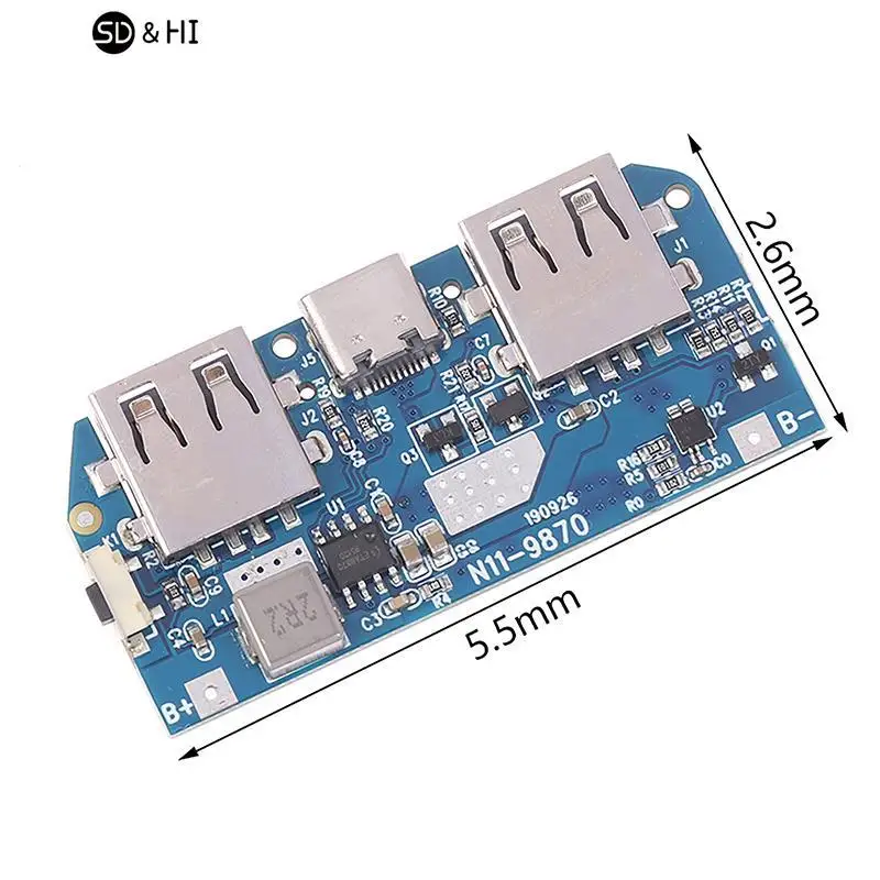 Type-C Dual USB 3.7V To 5V 2A Mobile Power Motherboard Phone Power Bank Circuit Board With LED Light DIY Accessories images - 6