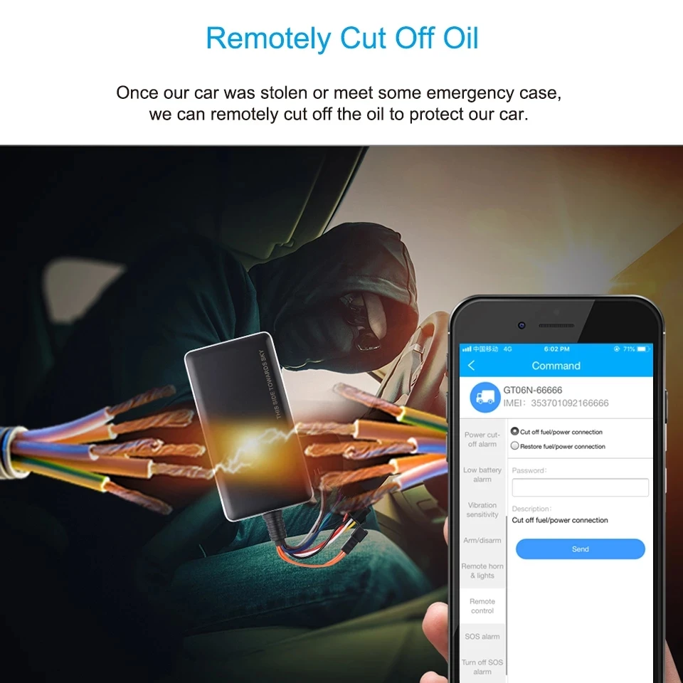 Concox GT06N Vehicle Locator GT06N Real time PC APP Online Tracking monitor cut off fuel stop engine Motocycle Car GPS Tracker