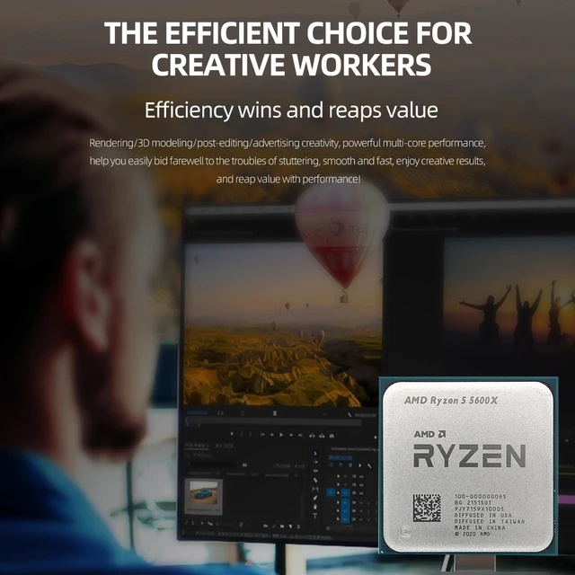 NEW AMD Ryzen 5 5600X R5 5600X 3.7 GHz Six-Core twelve-Thread 65W CPU Processor L3=32M  100-000000065 Socket AM4 no fan 3