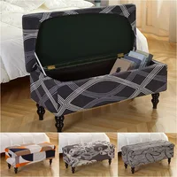 1pc Printed Ottoman Footstool Cover Stretch Piano Storage Stool Covers Rectangle Non-Slip Bedside Footrest Slipcover housse pouf 1