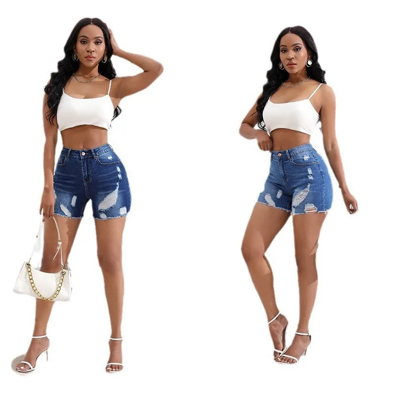 шорты женские Sexy High-Waist Torn Denim Shorts Women New Arrival Tight Butt Shorts Trendy Cowgirl Jeans Short Skirts for Women