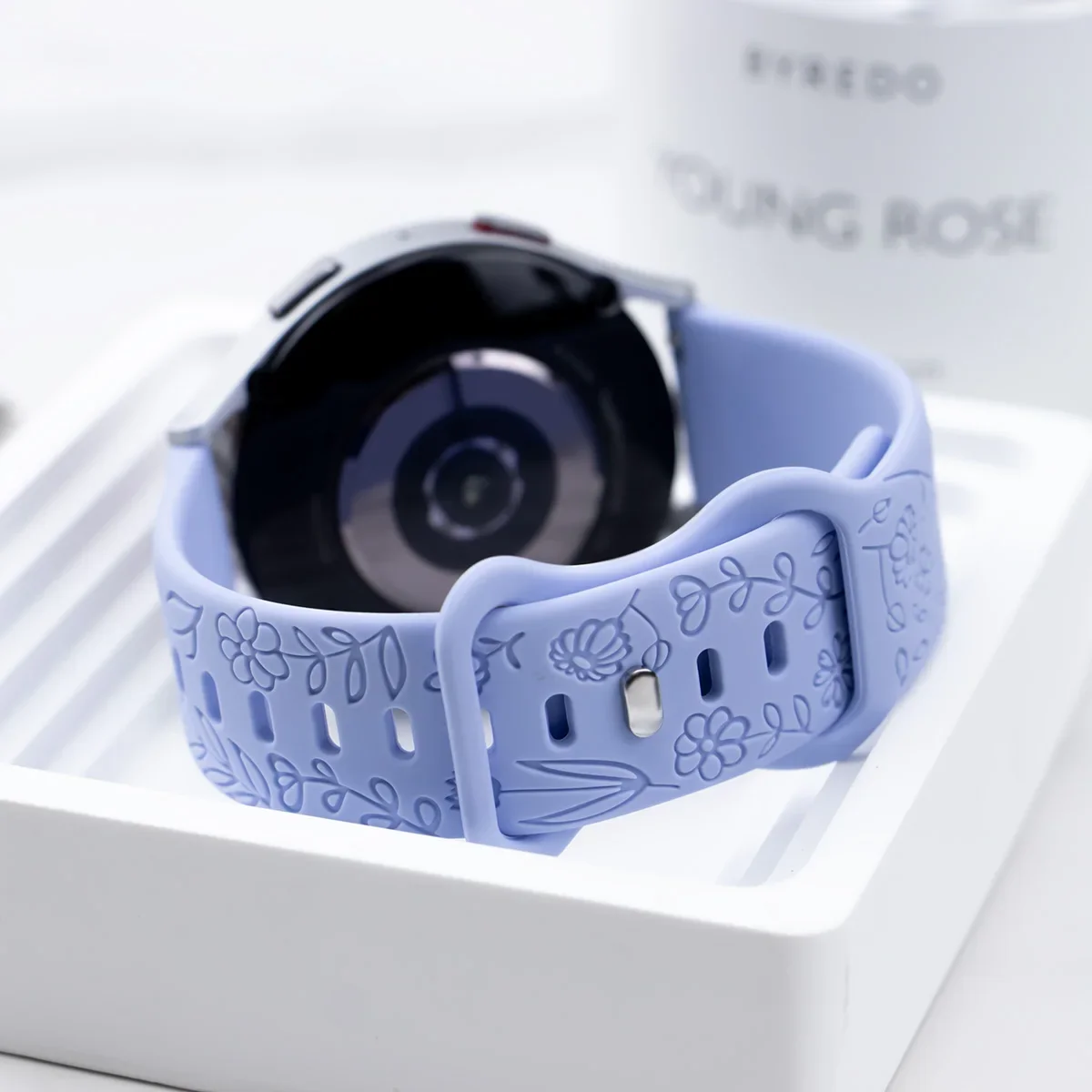 Floral Engraved Silicone Wristband with Prints Design Strap