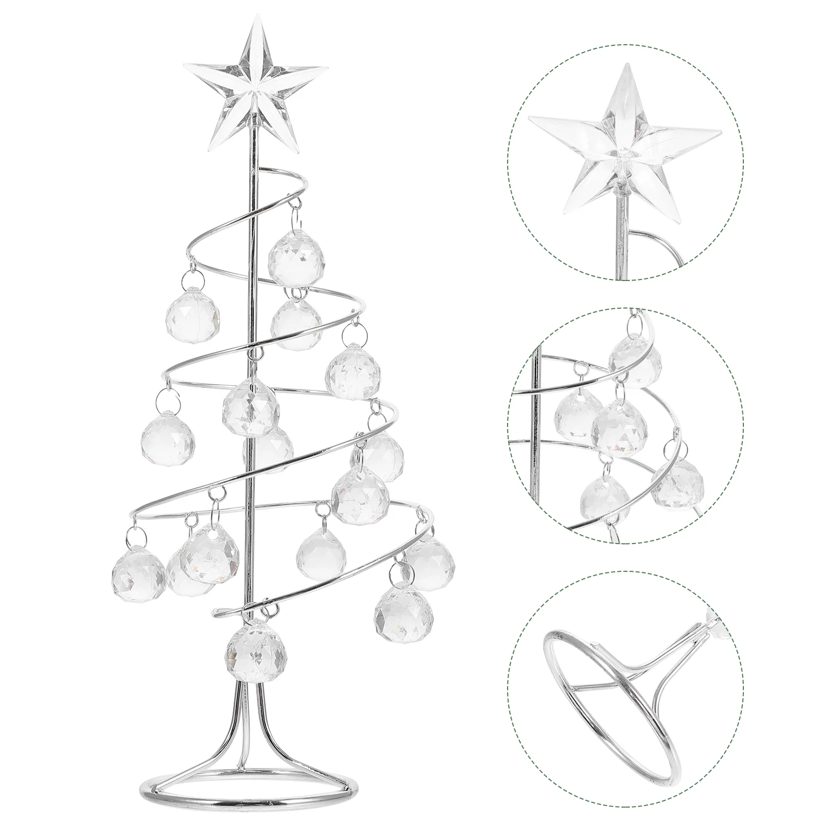 

Desktop Christmas Tree Xmas with Crystal Adornment Decorate Iron Plastic Ornaments