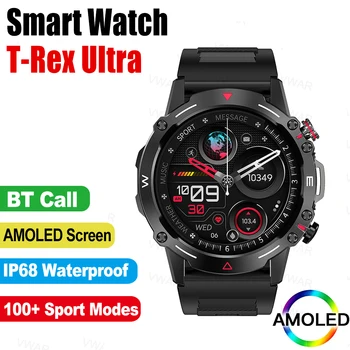 T-Rex 울트라 스마트 워치 러기드 스포츠 스마트워치, AMOLED 스크린, 블루투스 통화, IP68 방수, 피트니스 시계, 샤오미 IOS용