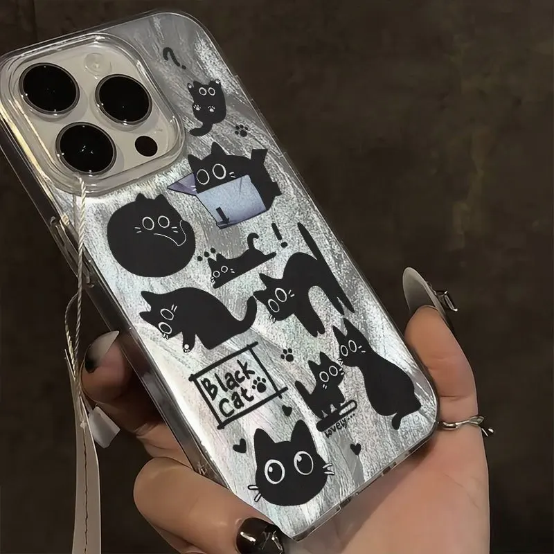 Cartoon Minimalist Cat Phone Case Cover