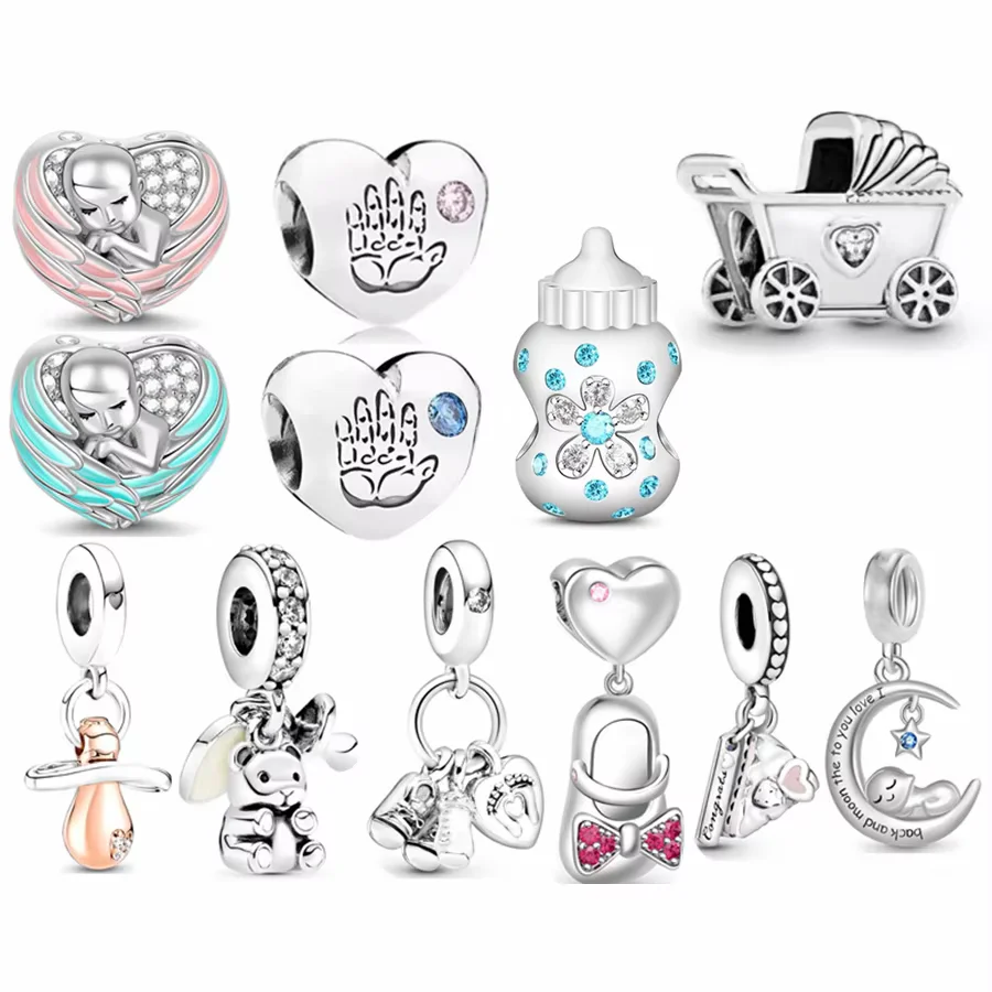 DIY Jewelry Baby Bottle Shoes Baby Carriage Charm Beads Making Fit Original 925 Sterling Silver Bracelet Necklace Blue beads charms,charm jewelry,loose beads,sterling silver jewelry,charm bead,silver charm bracelet,sterling silver beads,beads jewelry,silver charm bead,sterling silver beads charm