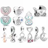 DIY Jewelry Blue Baby Bottle Shoes, Baby Carriage Charm Beads Making Fit Original 925 Sterling Silver Bracelet Necklace 1
