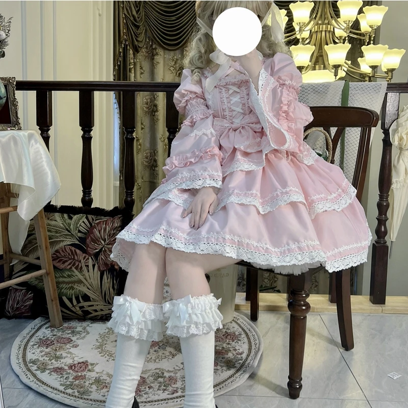 Kawaii Lolita Japanese Sweet Op Dress Women Elegant Gothic Long Sleeve Princess Party Dresses Victorian Girly Harajuku Vestidos