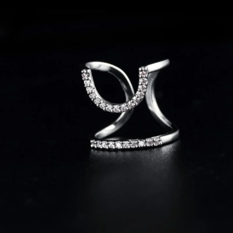 Geometric Diamond Open Ring Personalized Fashion and Exquisite U-shaped Nail Ring Fashion Jewelry