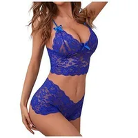 Ensemble de lingerie pour femmes, soutien-gorge sexy respirant en dentelle, ensemble de lingerie en dentelle à deux pièces pour femmes avec nœud, Ropa De Mujer 1