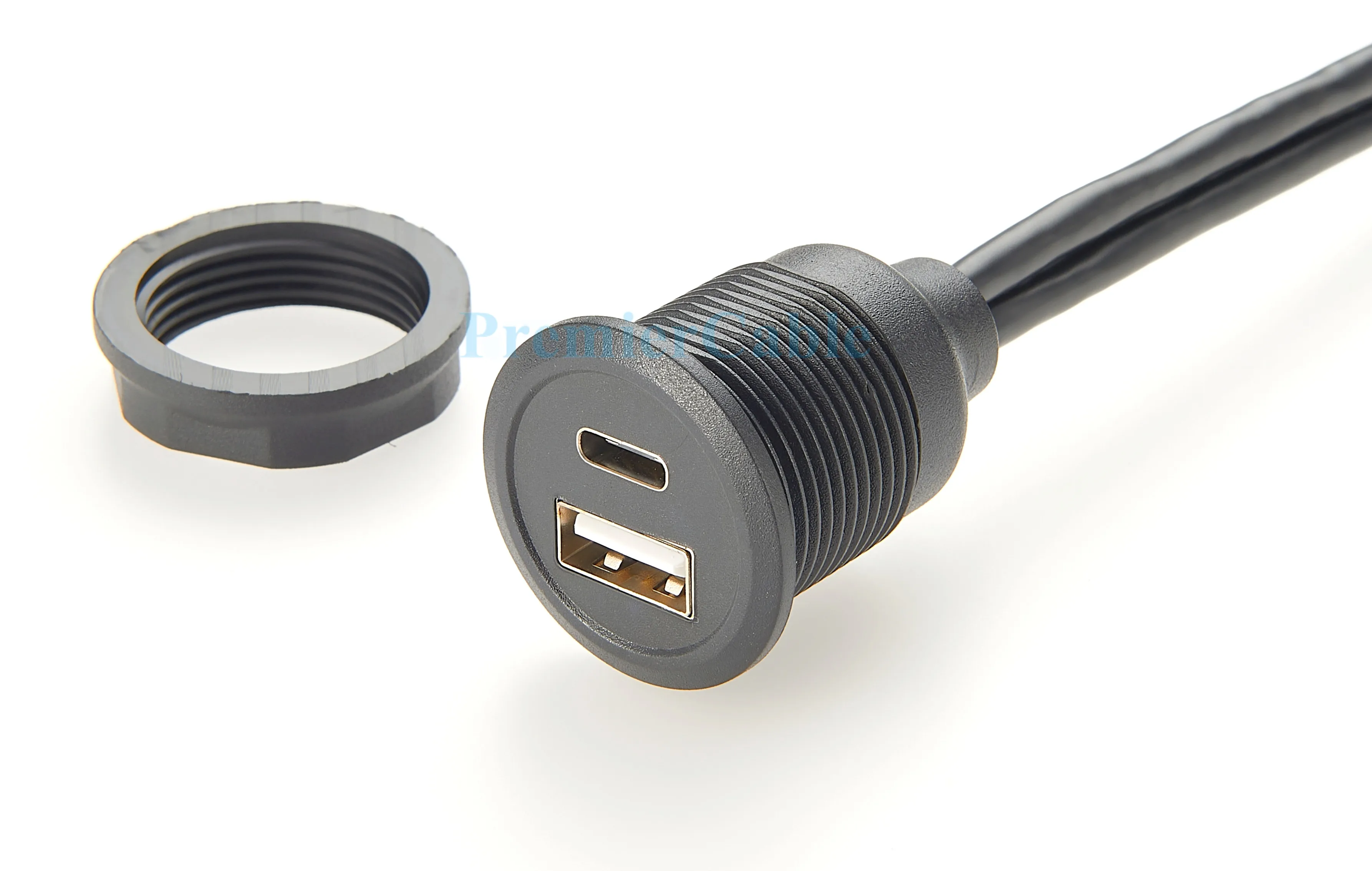 Dual-Port USB-C & USB 2.0 A Stecker auf Buchse Verlängerungskabel, Einbau-USB-Typ-A-Typ-C Daten- & Ladekabel für Auto – Detail 5