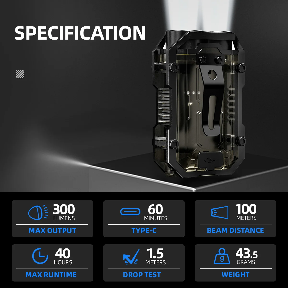 WARSUN Mini LED Flashlight SQ10 Rechargeable Keychain Torch Light with Clip Headlight for Outdoor Camping Hiking Emergency 5