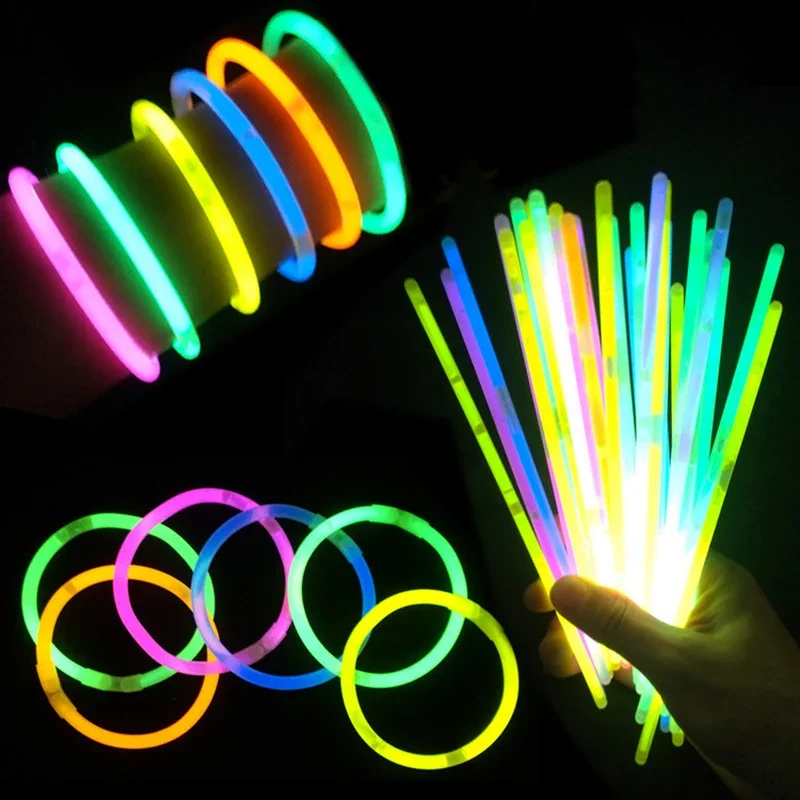

50/100Pcs Party Fluorescence Light Glow Sticks Bracelets Necklaces Neon For Wedding Party Colorful Glow Stick party favors