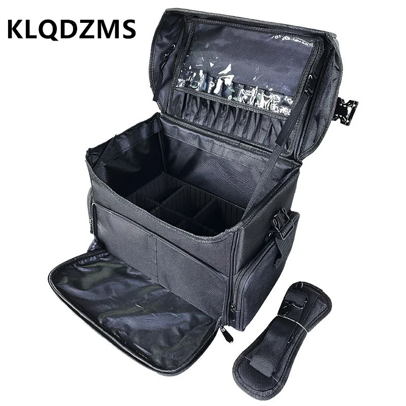 KLQDZMS New Ladies Large Capacity Oxford Cloth Suitcase with Wheels Rolling Professional Cosmetics Nails Makeup Luggage Bag