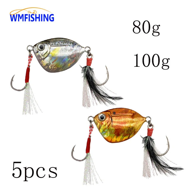 3D 80g/100g Slow Jigging Fishing Lure Slow Pitch Jig Leaf Jigging