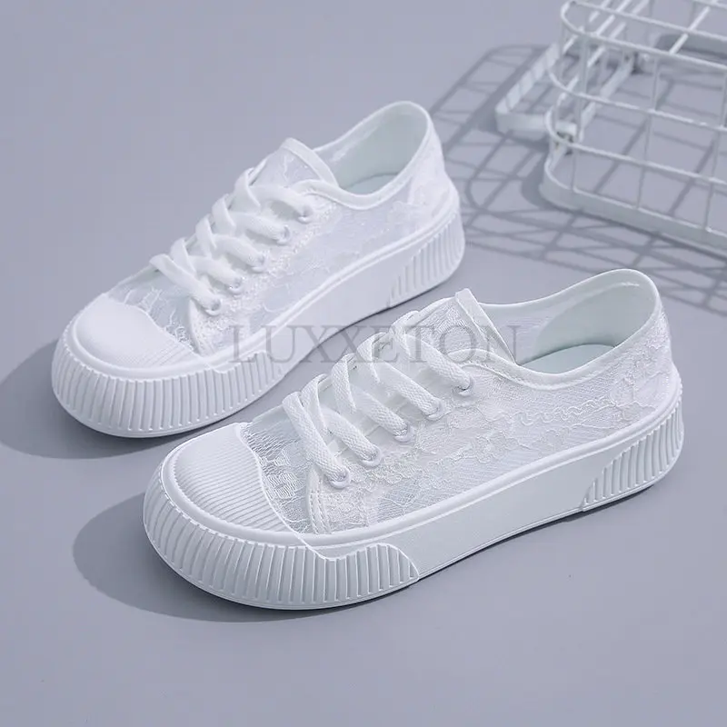 Summer Women Lace Casual Shoes Woman Breathable Mesh Sneakers Flats Platform Floral Loafers Comfort Shallow Walking Shoes 35-40