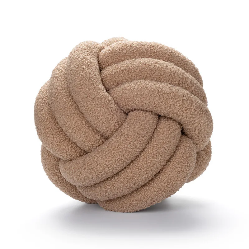 Luxurious Lambswool Knot Pillow – Round Decorative Cushion for Home and Living Spaces
