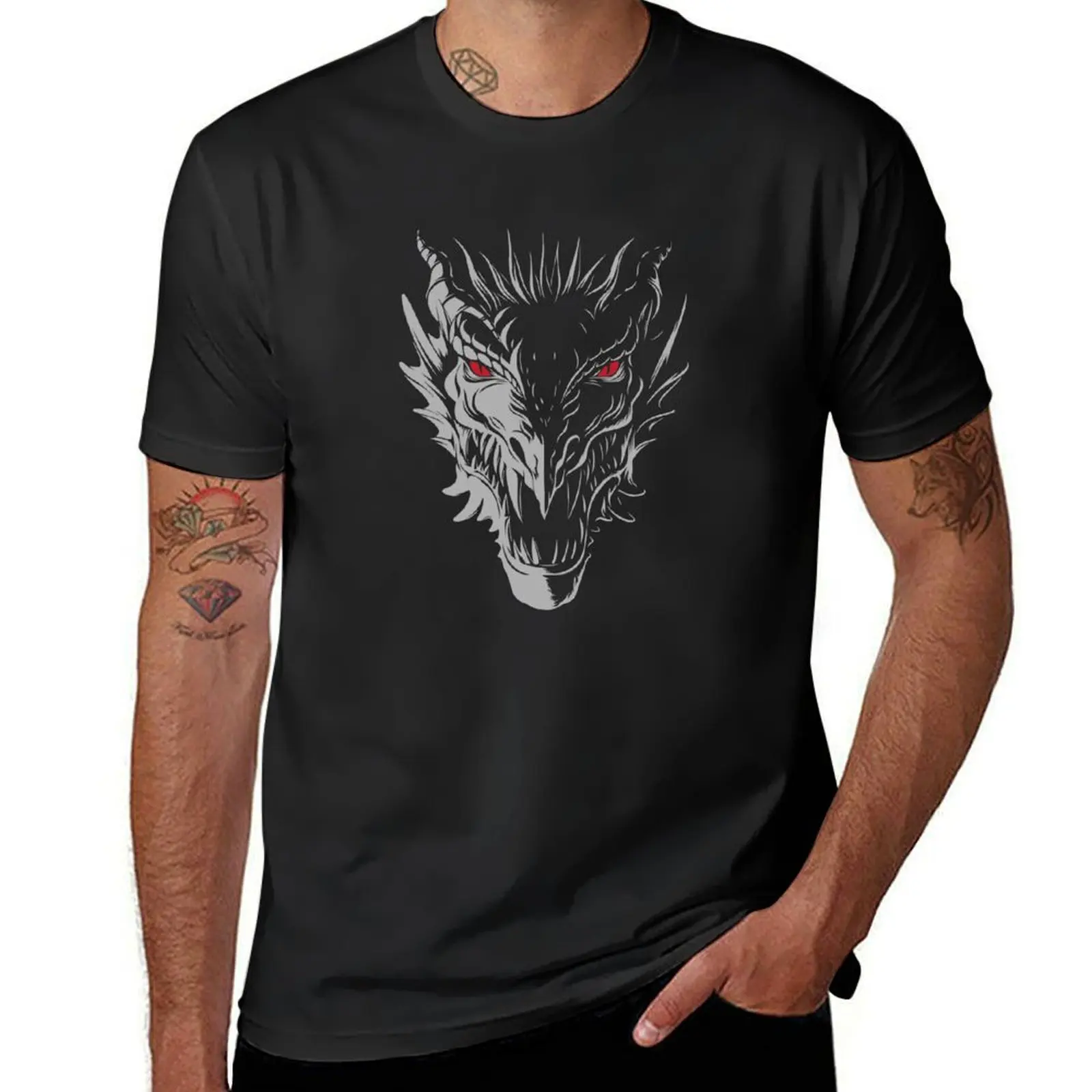Angry Dragon face T-Shirt aesthetic clothes tees heavyweights Men's t-shirt