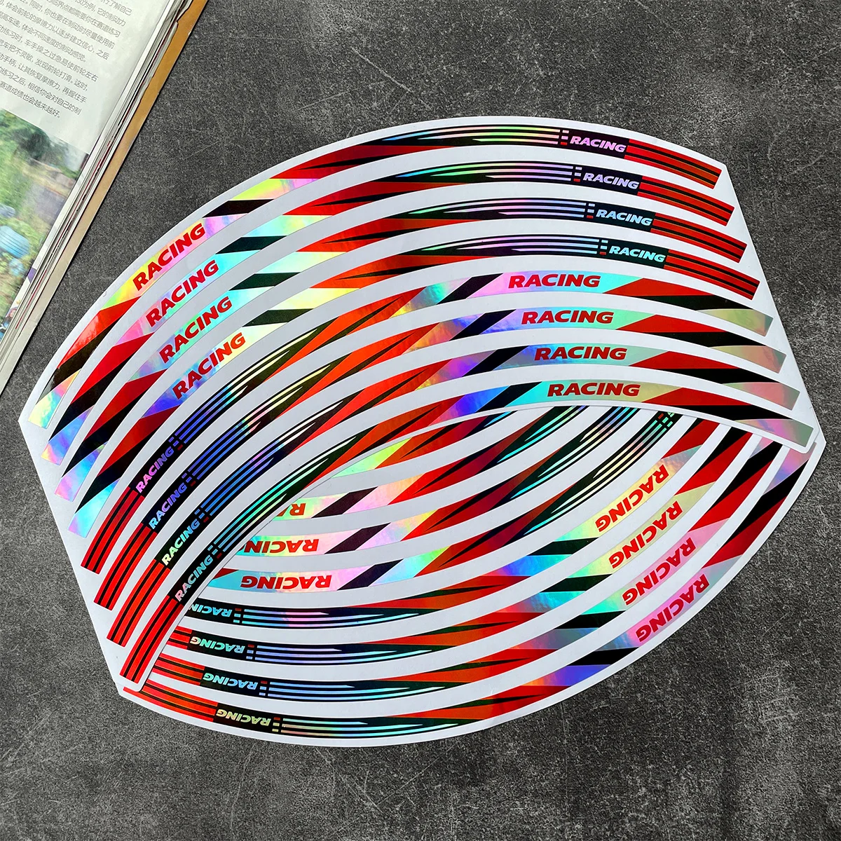 Vibrant Rainbow Wheel Stickers - 17 Rim Tape for Car and Motorcycle Styling