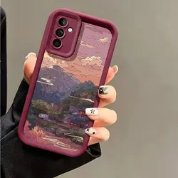 Japanese Mountain Village Soft TPU Airbag Phone Case Cover - Galaxy S20 FE (Wine Red - MF414)