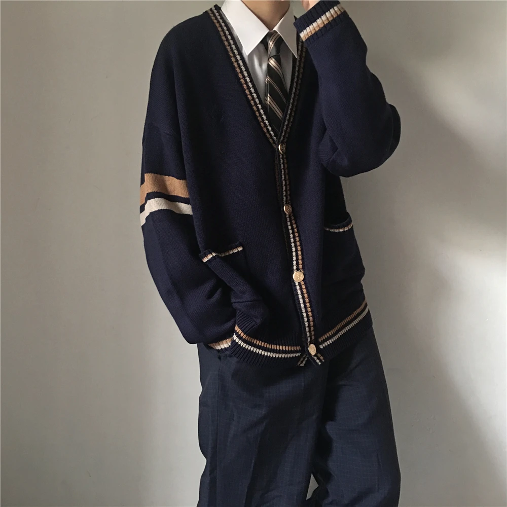 Women Men College JK Sweater Cardigan Khaki Suwon Autumn Winter Knitted Woolen Long-sleeve Loose Sweaters Jacket Warm Clothing 2