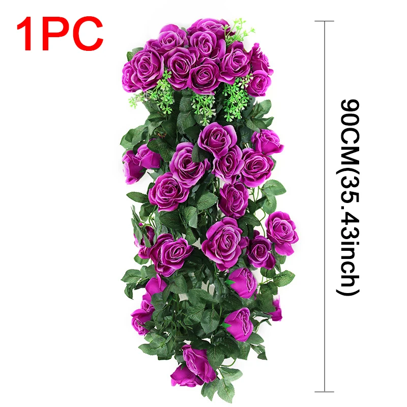 Vibrant Violet Vine Artificial Hanging Flower Arrangement for Home and Garden Decor