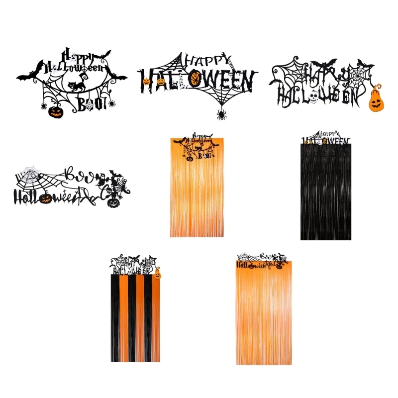 

Happy Halloween Rain Curtain Pull Hanging for Banner Festival Party