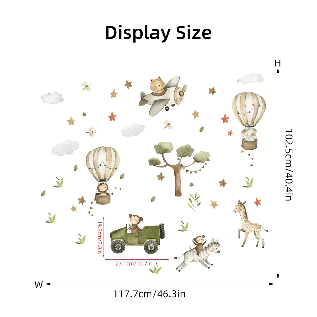 Cute Cartoon Monkeys and Animals Ride Horses Wall Stickers for Kids Room Bedroom Living Room Home Decoration Wall Decals