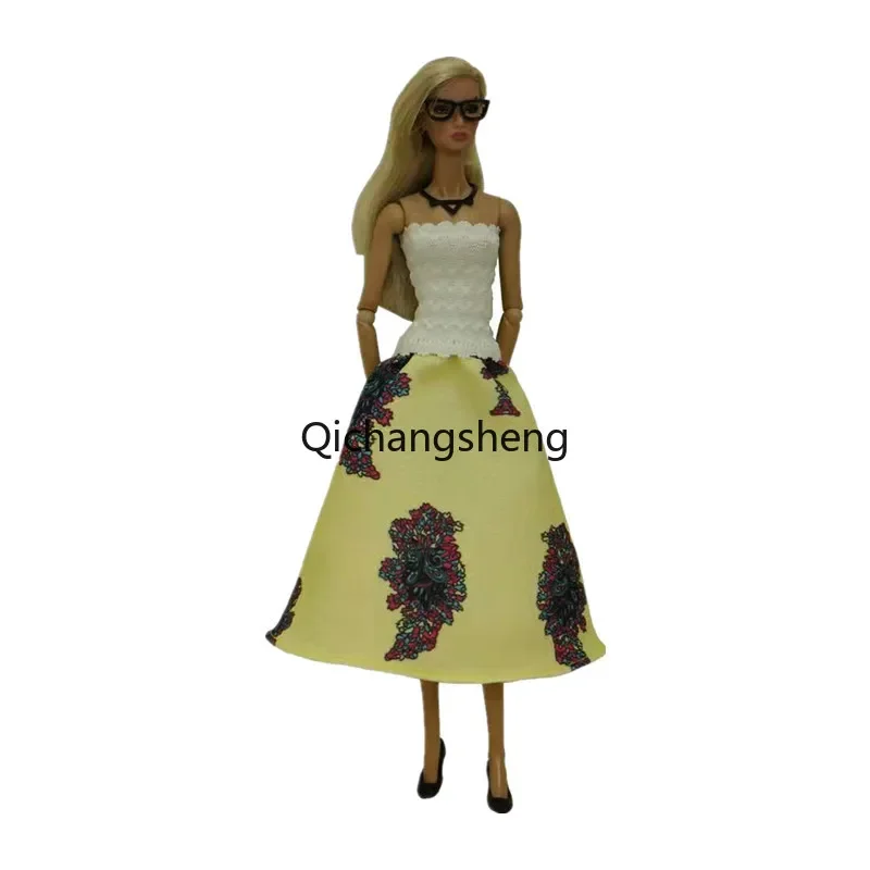 

Косплей Белый Желтый Цветочный 11,5 "кукольная одежда для платья Барби наряды с открытыми плечами платье принцессы 1/6 аксессуары для шарнирны...