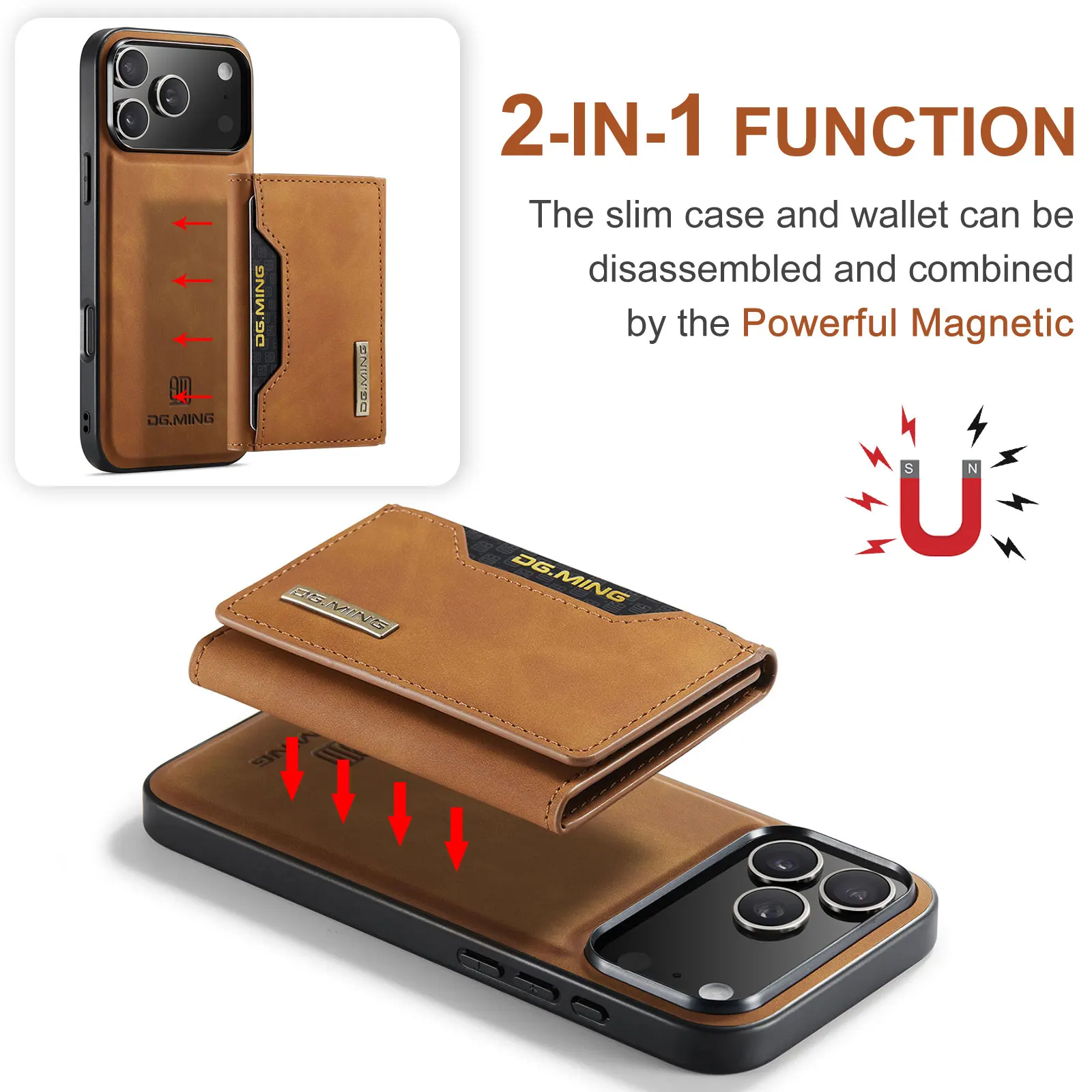 Magnetic Genuine Leather Case with Mag-safe Wireless Charging & Shockproof Design