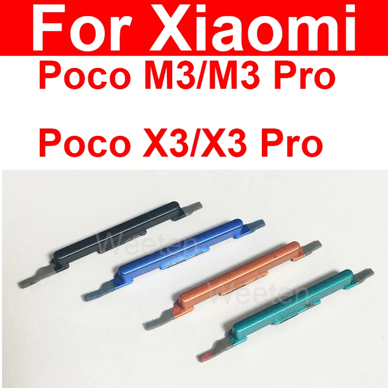 Phone button replacement parts for Xiaomi Poco Pocophone M3 M3 Pro X3 NFC X3 Pro power volume side button