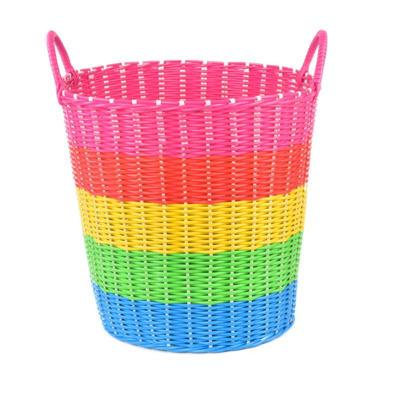 thumbnail image 1 of Cesta de plástico tejida para la ropa: almacenamiento estilo ratán para juguetes, ropa sucia y artículos del hogar, 1 of 5