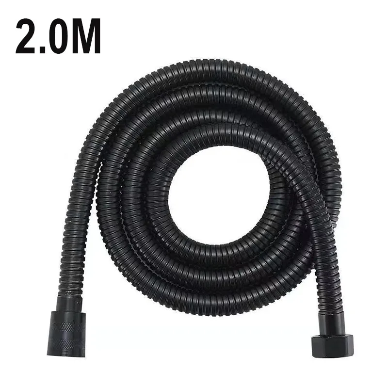 Stainless Steel Black/Silver Shower Hose Extension - Long Bathroom Water Hose