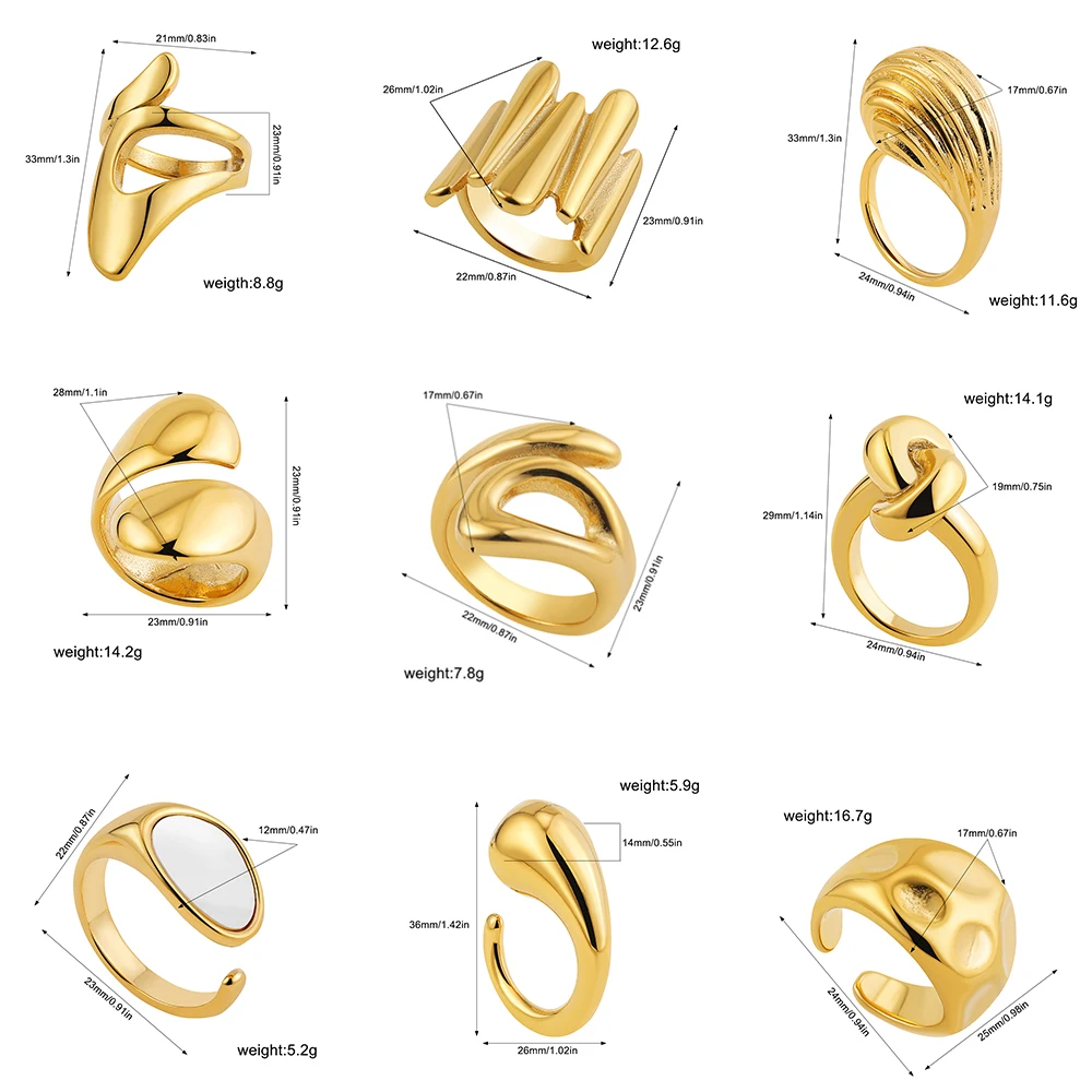 Classics Waterproof Opening Adjustable Dome Chunky Rings Stainless Steel Texture Knot Wide Finger Knuckle Ring Anillos Jewelry