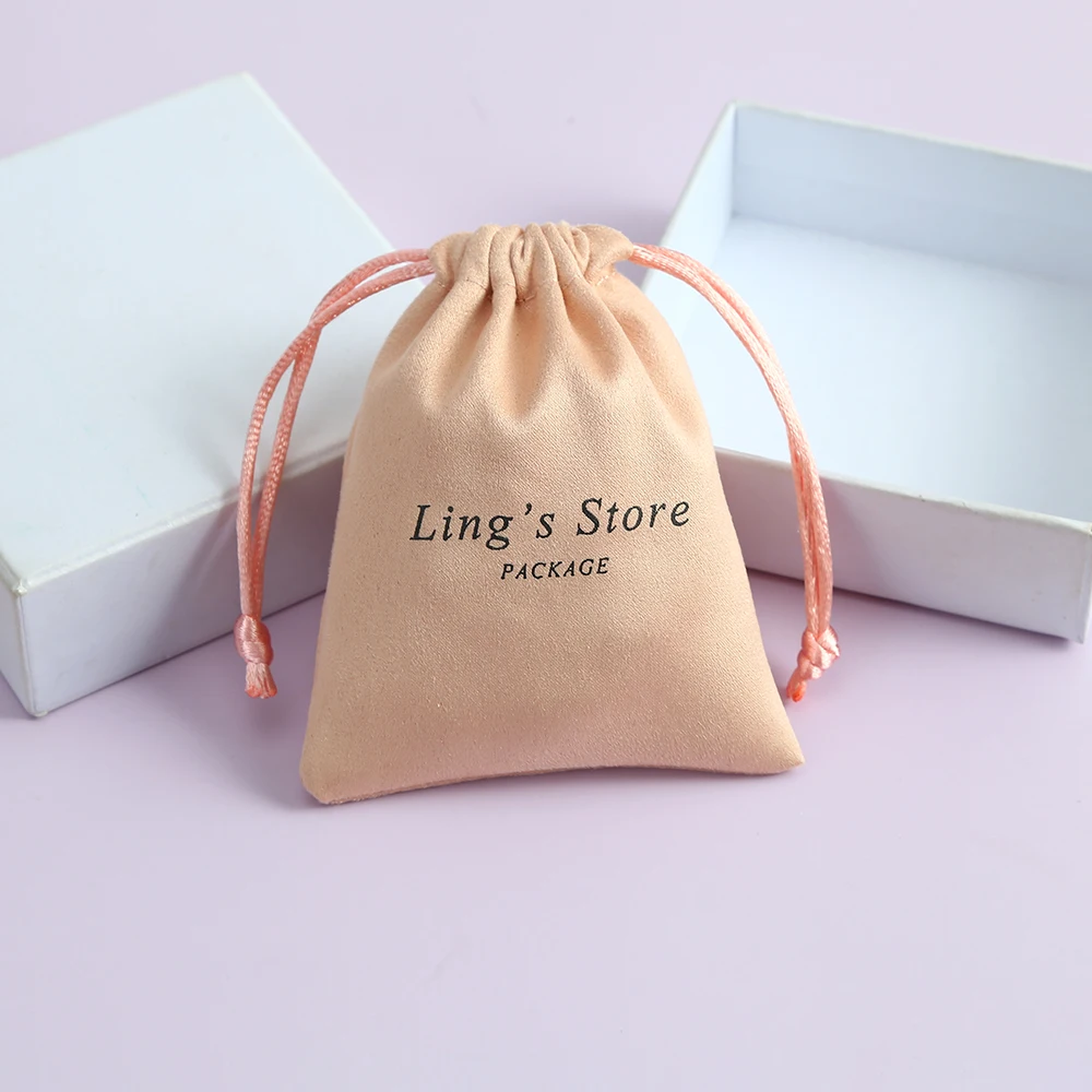 50pcs upscale Jewelry Packaging Flannel Gift Bag Birthday Favor Bag Customized Drawstring Jewelry Pouch for Rings Pendant 100pcs 2 5x3 5cm blank kraft paper ear studs card hang tag jewelry display earring favor marking garment prices label tags