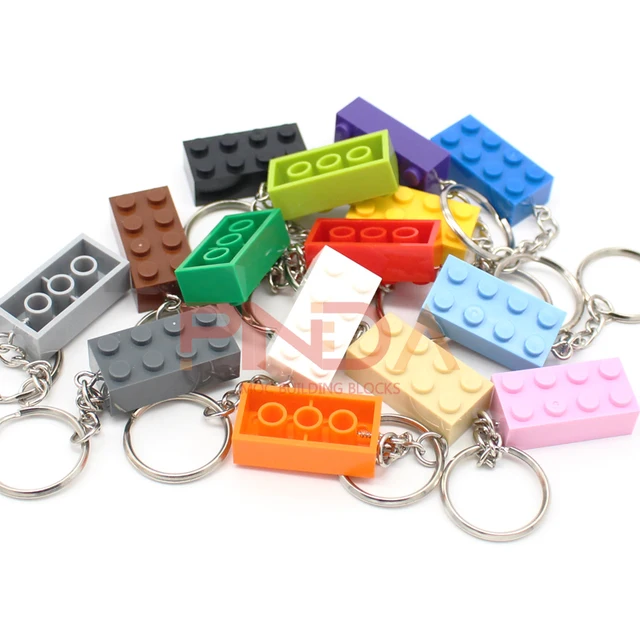 10Pcs MOC 2x4  Key Chain  Building Blocks Creative Gift  with MOC Brick Keychain Bricks Plate Compatible 6
