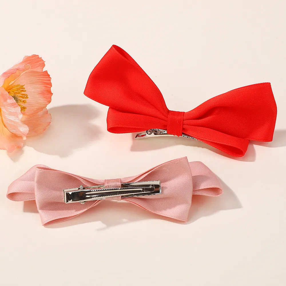 2 stücke Koreanischen Stil Stück Satin Bowknot Seite Haarnadel Schwarz Weiß Band Haar Bögen Clips für Frauen Mädchen Sommer Haar zubehör – Detail 7