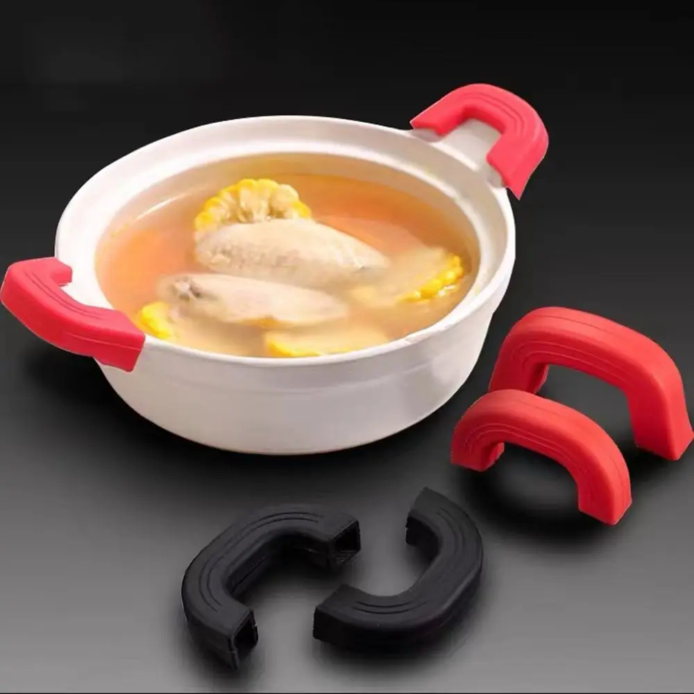 Pot Handle Cover 2PCS Silicone Anti-Scald Non-Slip Pot Ear Clip Sleeves for Frying Cast Iron Skillet Pan