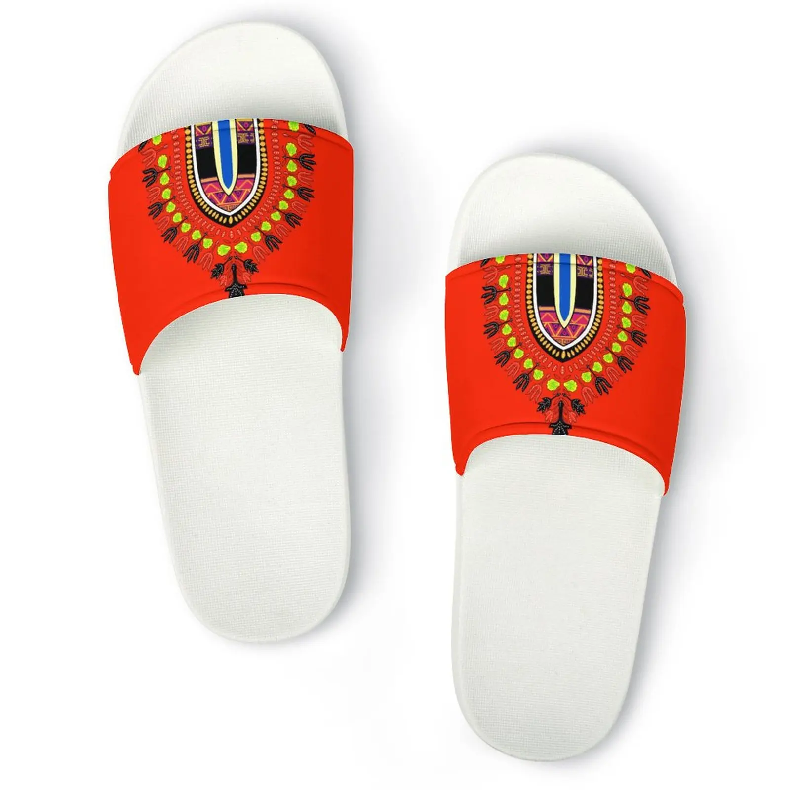 Women's thick soled summer beach slides bathroom non-slip slippers Soft sandals Fashion beach flip-flops African art patterns