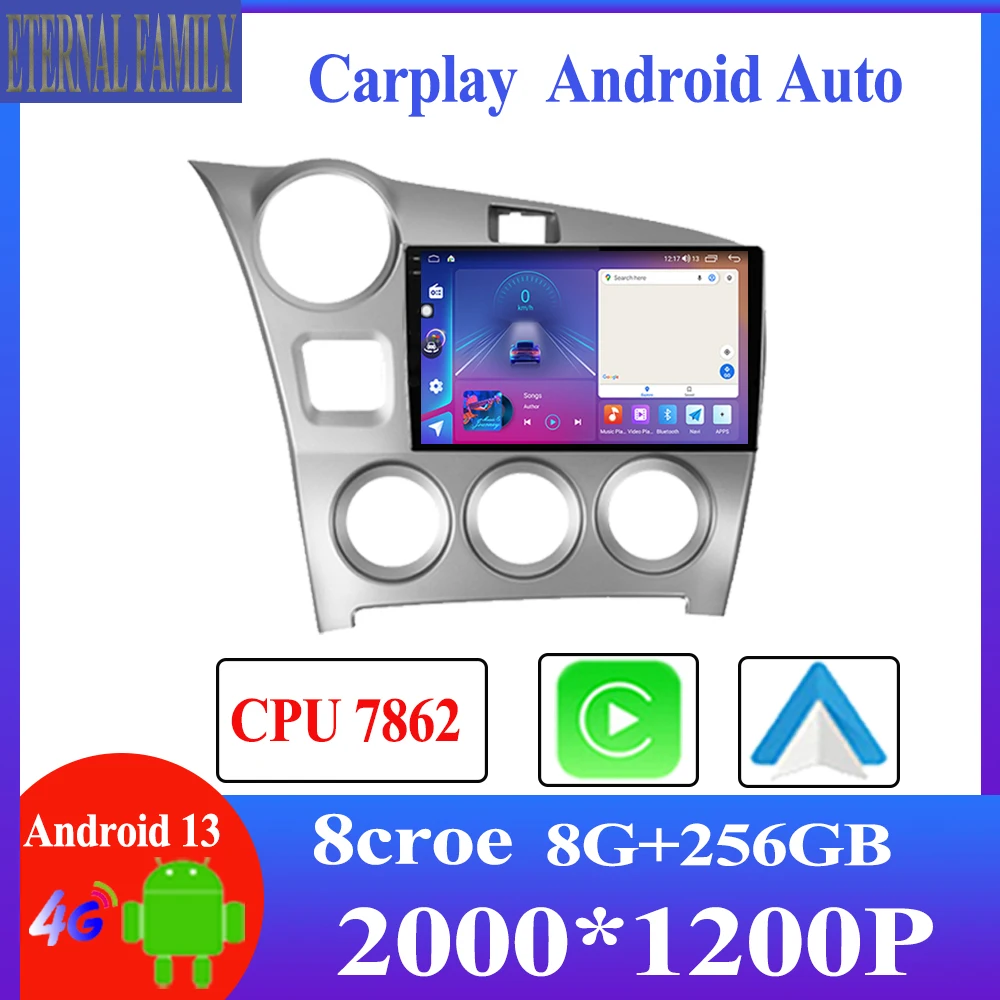 

Android 13 Auto Carplay Radio Stereo Multimedia Player GPS Navigation Video For Toyota Matrix 2 E140 2008 - 2014