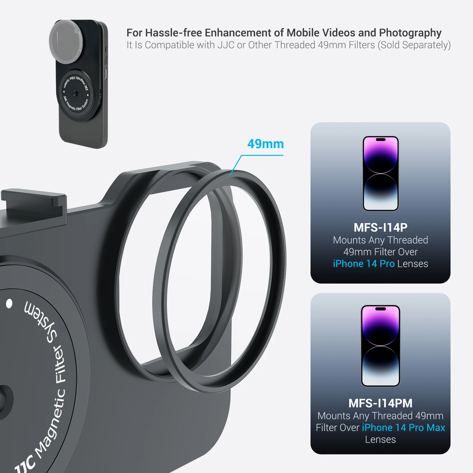 Adaptateur De Filtre Magnétique JJC 67 Mm Pour IPhone 17/16/15/14 - Montage Rapide, Compatible Trépied Et Accessoires Vidéo, Idéal Pour Vlog Et Photo Mobile Pro - 6