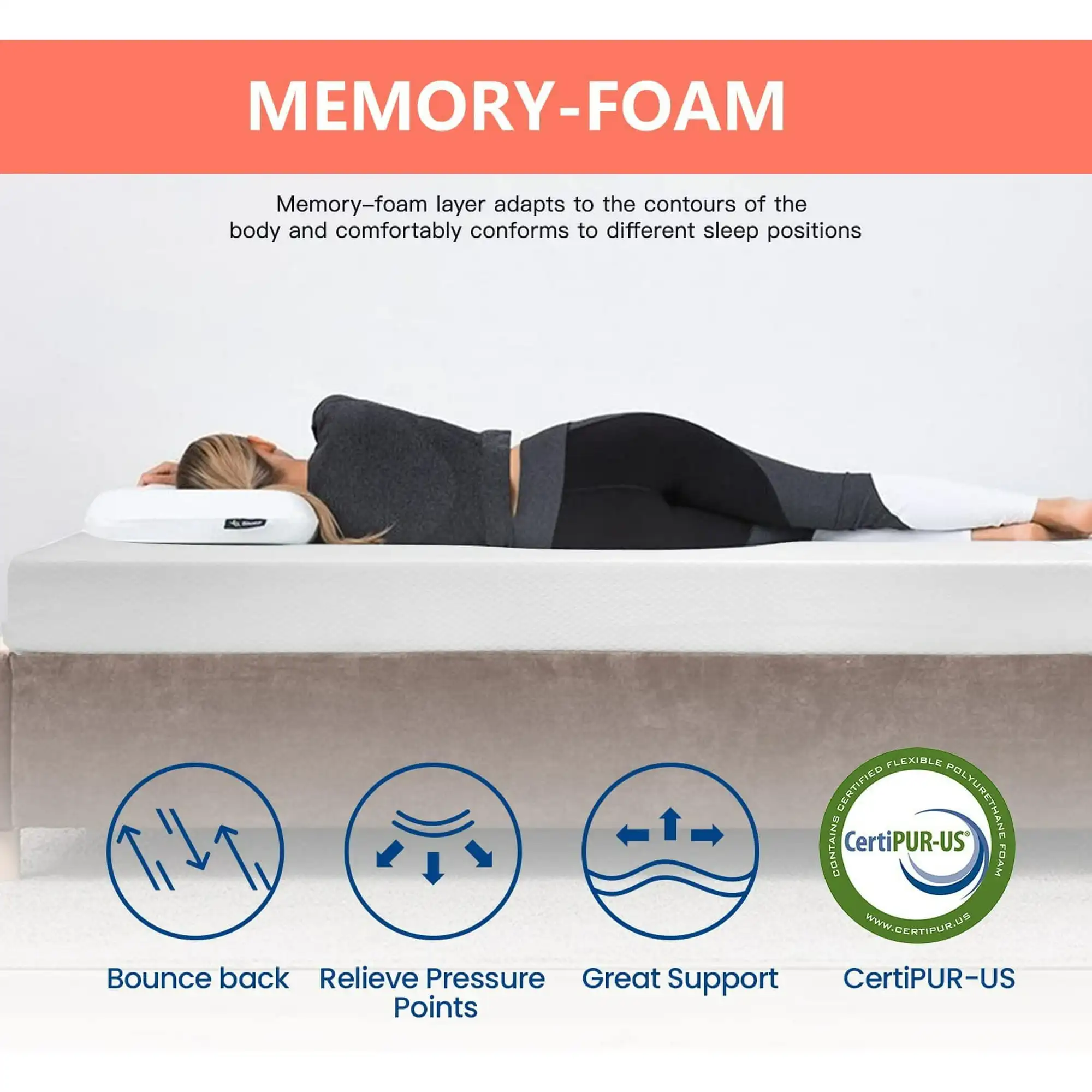 5" Gel Memory Foam Mattress, Medium Firm, CertiPUR-US Certified, Twin Size for Kid Adults 4