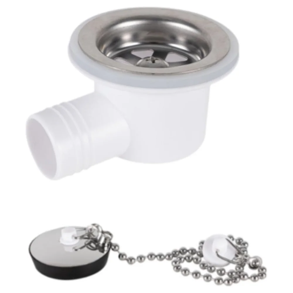 Sink Waste Drain Plug Hole Angle Fitting Stainless Steel Easy Installation Replaces for Motorhome Boat without Tube