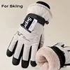 Ski Gloves Women Waterproof Padded Thickened Cotton Winter Touch Screen Warm Windproof Outdoor Riding Motorcycle Sports Men Soft 1