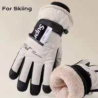 Ski Gloves Women Waterproof Padded Thickened Cotton Winter Touch Screen Warm Windproof Outdoor Riding Motorcycle Sports Men Soft 1