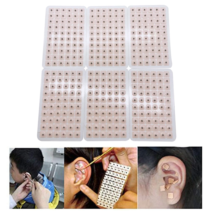 600pcs Disposable Press Needle Ear Seeds Acupuncture Vaccaria Plaster Bean Massagee Multi-Condition Ear Seed Acupressure