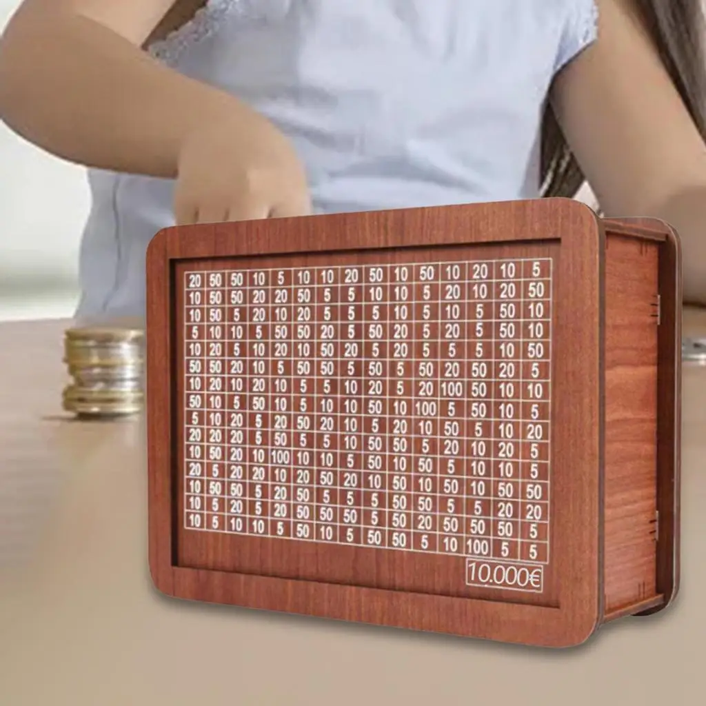 

Wooden Money Box with Counter Portable Crafts with Counting Target Piggy Bank