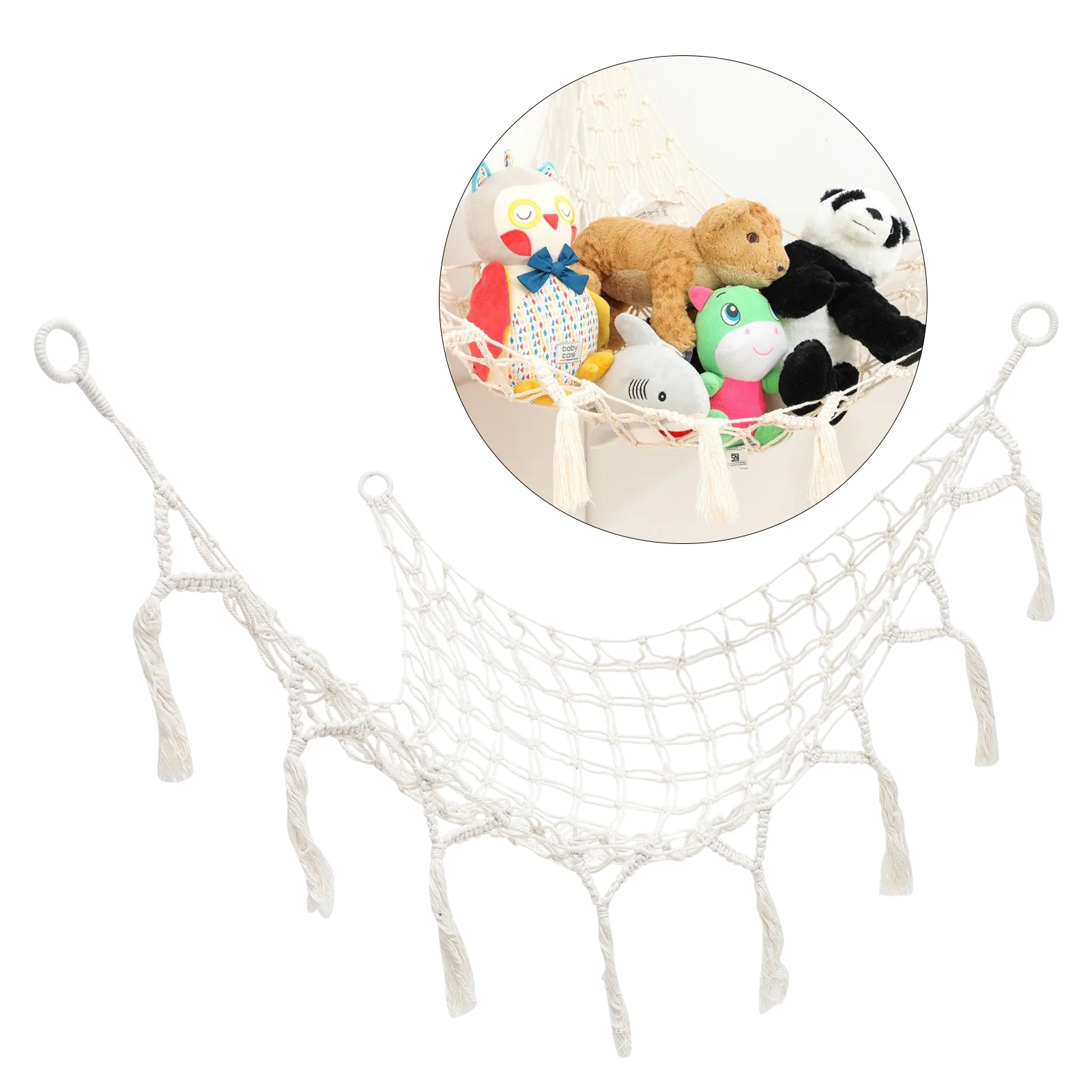 

Stuffed Animal Net Hammock Hanging Macrame Hammock Cotton Storage Hanging Tassel Net Hammock Stuffed Animal Storage Hammock
