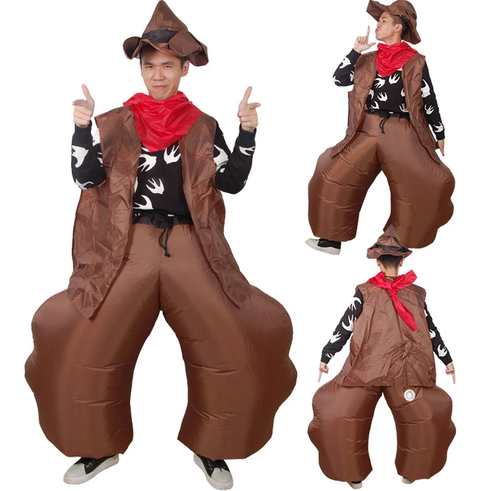 Jyzcos Inflatable Cowboy Costume Western Cow Boy Jumpsuit Halloween