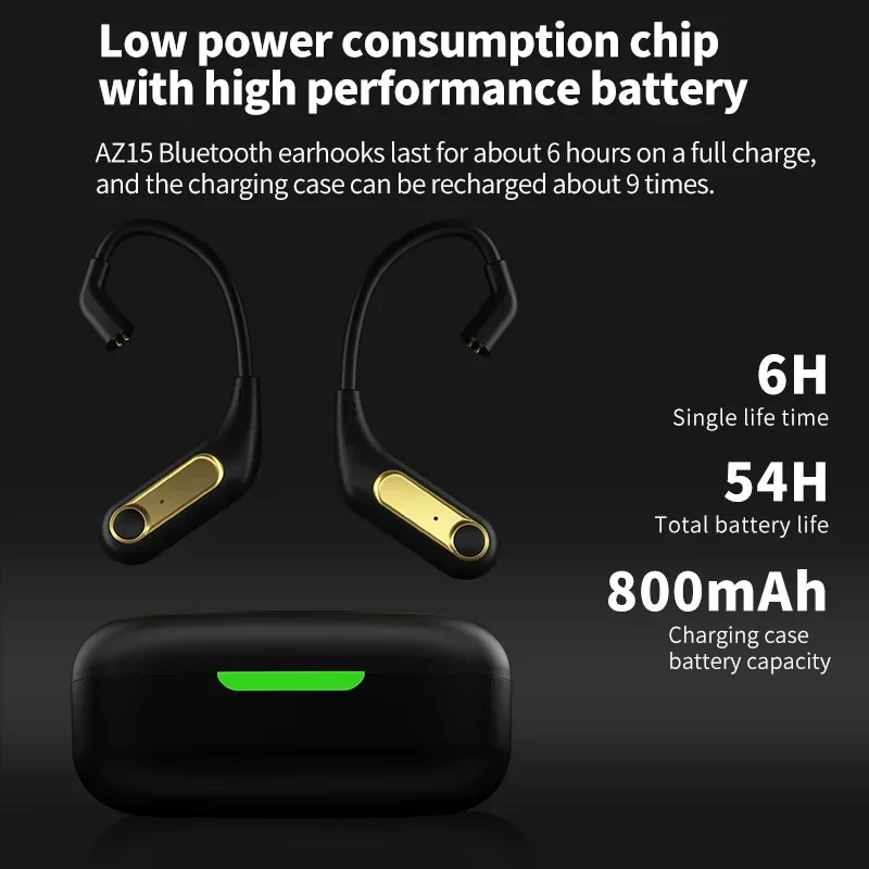 KZ AZ15 및 ZS10 PRO X 무선 인이어 하이파이 IEM 음악 베이스 헤드셋, 무선 블루투스 호환 5.2 헤드폰 케이블 이어 후크